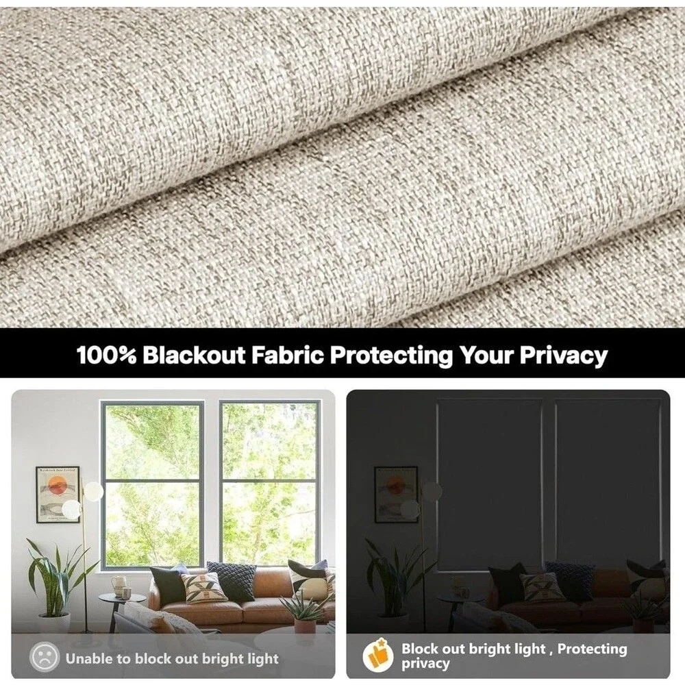 LazBlinds Beige Fax Linen Fabric No Drill Cordless Roman Shades Blackout 27